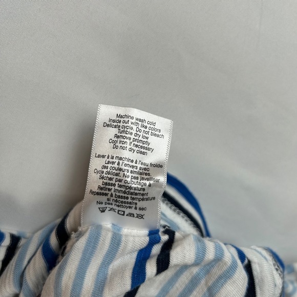 VERONICA BEARD JEANS‎ Blue White Striped Tie Side Crew Neck T Shirt Top Womens M - Picture 7 of 11